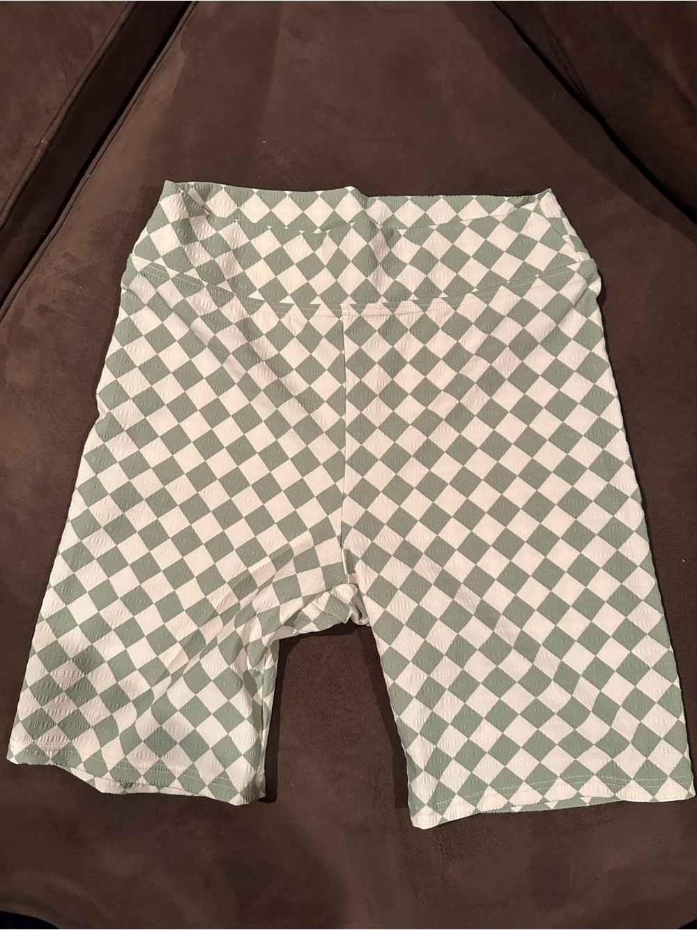Thrills Sage and White Checkerboard Bike Shorts